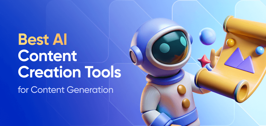 AI in 2026 visual showcasing the best AI content creation tools for content generation, featuring a futuristic AI robot holding a digital scroll
